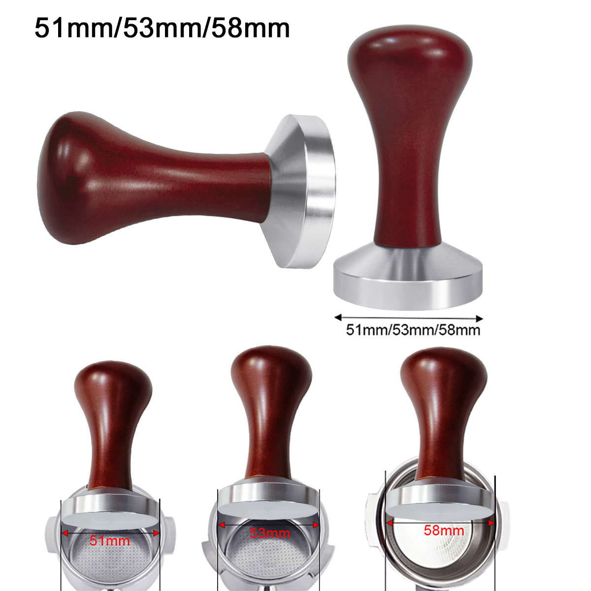 فناجين قهوة مسطحة بمقبض خشبي 5 - مراجعة Espresso Tamper Set وسعره